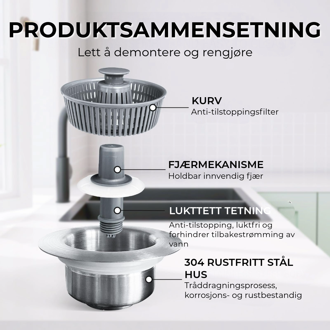 3-i-1 Kjøkkenvaskfilter