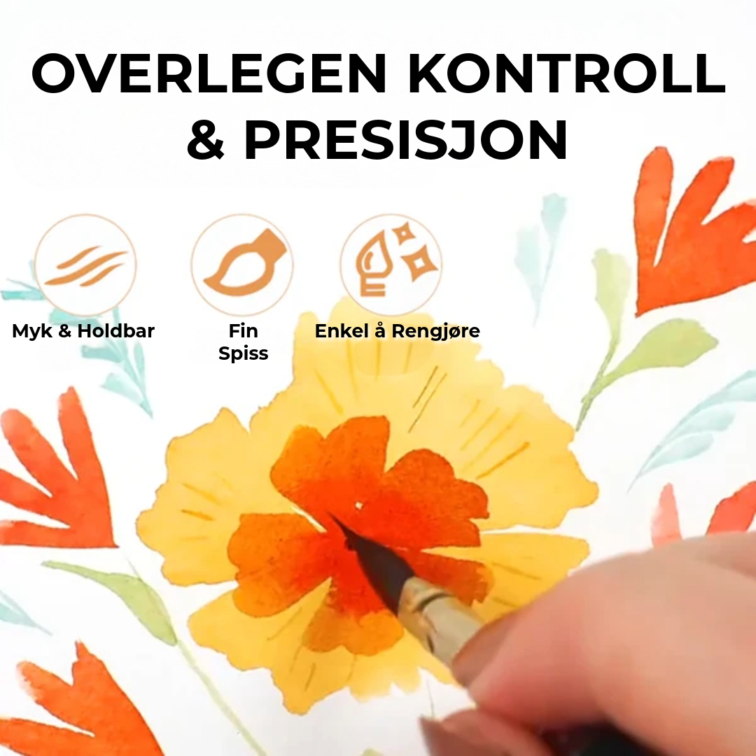 Profesjonelle Presisjons Akvarellpensler | 4 Stykker