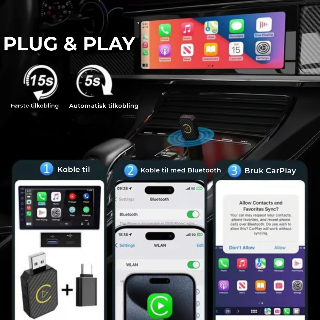 Mini Trådløs CarPlay-adapter