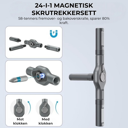 Profesjonelt 24-i-1 Magnetisk Skrutrekkersett